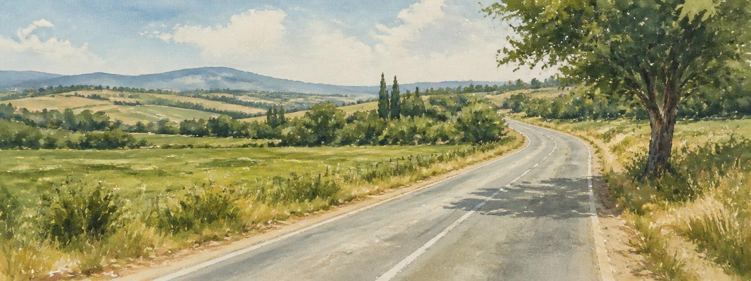 Sommerliche Landstraße – Aquarell